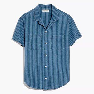 Madewell Indigo Easy Camp Shirt in Textured Stripe